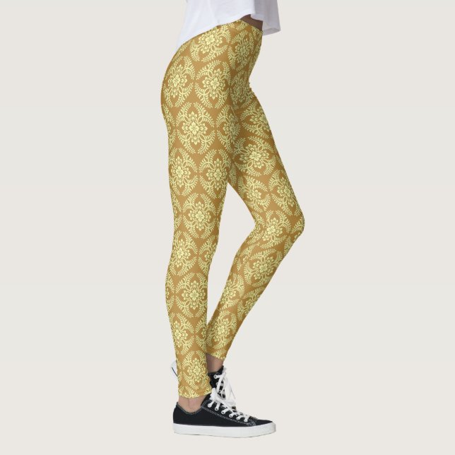 Leggings Médaillon japonais Motif, Jaune de moutarde (Droite)