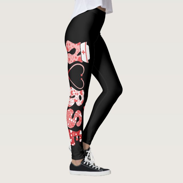 Leggings Médicale Love Hearts Infirmière Amusement Valentin (Droite)