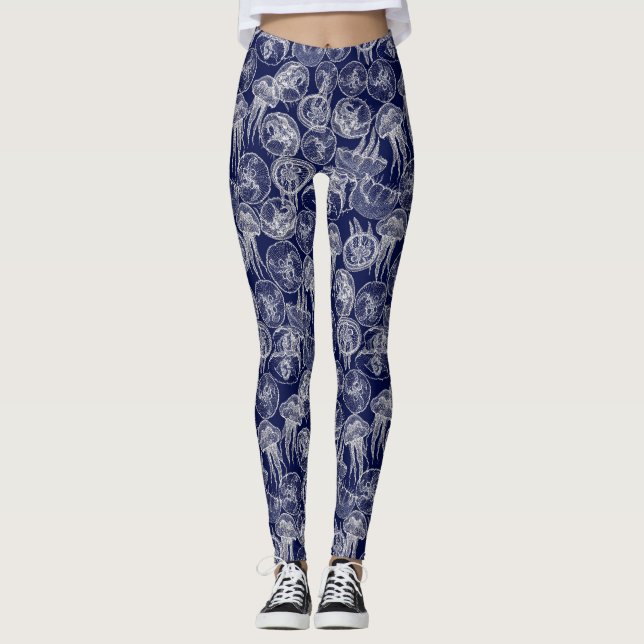 Leggings méduse lunaire bleu minuit (Devant)