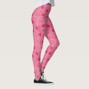 Leggings Méduses artisanales mignonnes sur fond rose