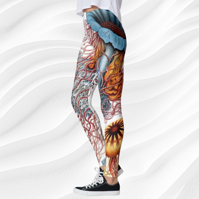 Leggings Méduses vintage par Ernst Haeckel, Discomedusae (Vintage Jellyfish by Ernst Haeckel, Discomedusae Leggings)