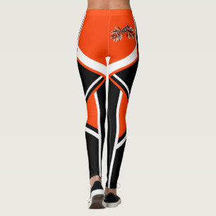 Leggings Mégaphone à Pom-pom girl orange, noir et blanc