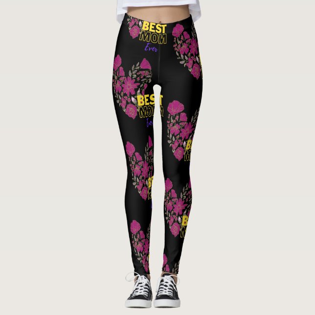 Leggings meilleure mère jamais noire (Devant)
