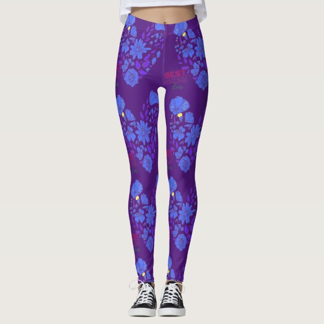 Leggings meilleure mère jamais violet (Devant)