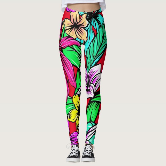 Leggings Mélange de fleurs tropicales Thunder_Cove (Devant)
