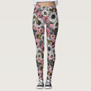Leggings Mélange de papillons de nuit en rose et gris