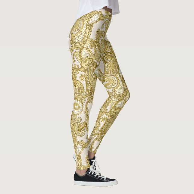 Leggings Mélange luxueux Paisley d'or (Droite)