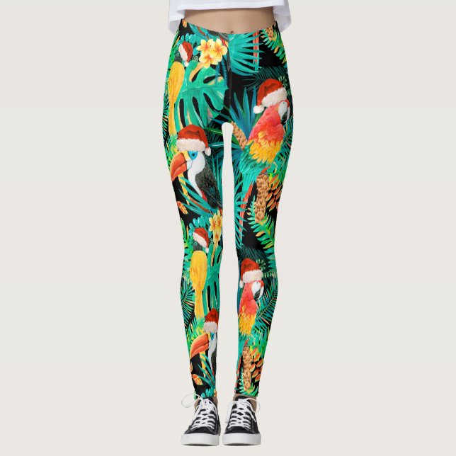 Leggings Mele Kalikimaka Oiseaux de la jungle tropicale (Devant)