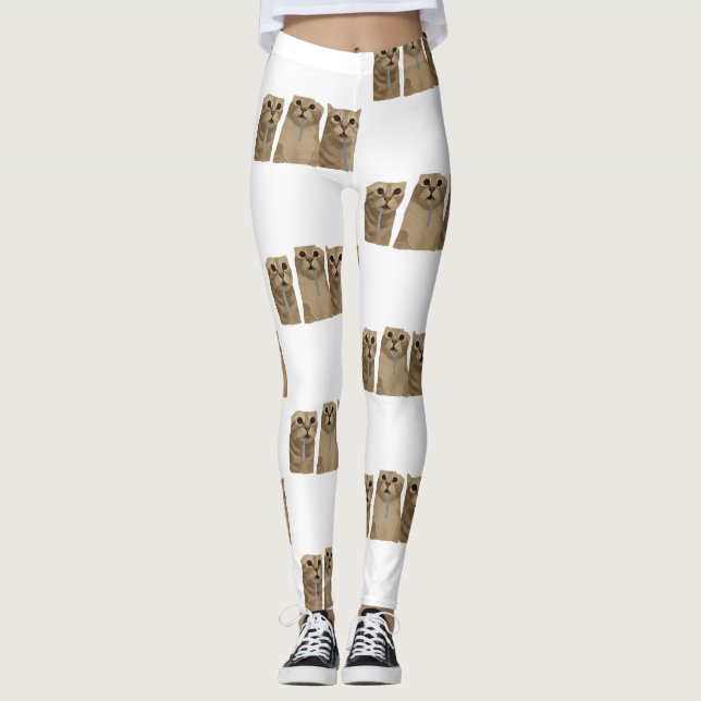 Leggings Mème des triples chats idiots baveux (Devant)