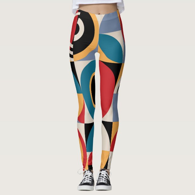 Leggings Memphis Abstrait : Style Vintage géométrique. (Devant)