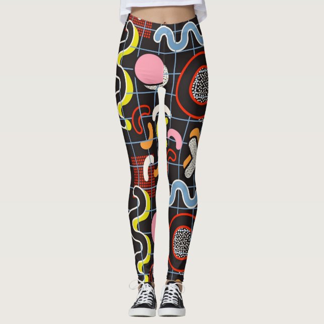 Leggings Memphis Style Pop art Géométrique abstrait No1 (Devant)