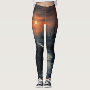 Leggings Menace Lune : La Forêt Noire Hantée à Dusk
