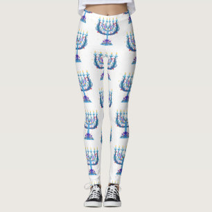 Leggings menorah à fleurs hanoukka