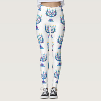 Leggings menorah à fleurs hanoukka