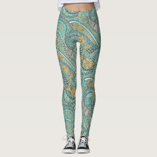 Leggings menthe de poisson en mosaïque