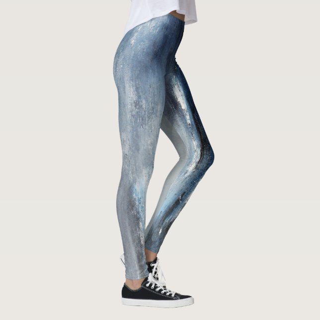 Leggings Mer Bleue Noire Bleue Calmant Jambes Abstraites (Droite)