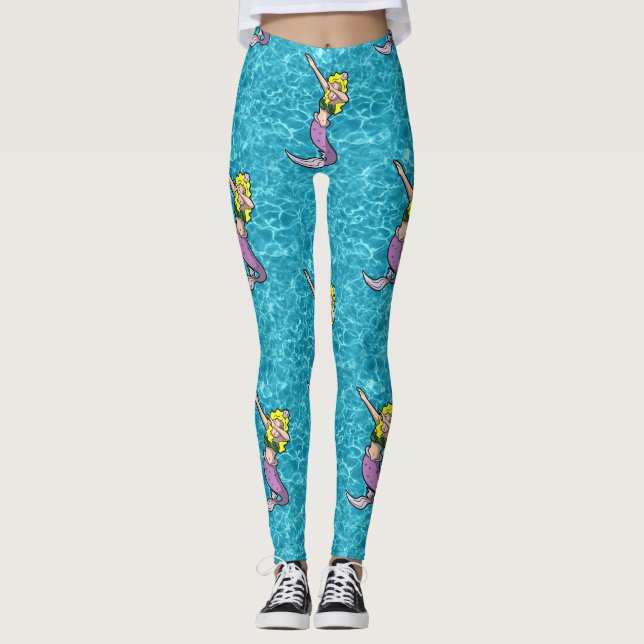 Leggings mer blonde dabbing mermaid (Devant)