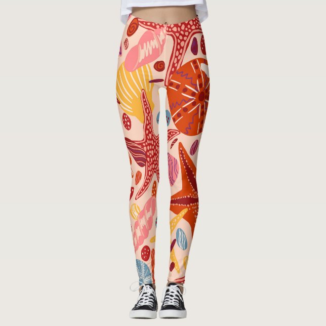 Leggings Mer d'été scandinave : Starfish Motif (Devant)