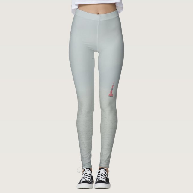 Leggings Mer d'hiver calme et phare rouge (Devant)
