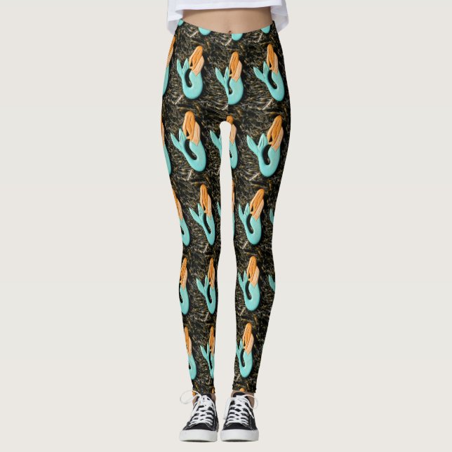 Leggings mermaid à queue bleue (Devant)
