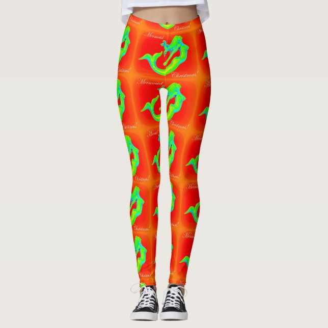 Leggings mermaid noël rouge/vert (Devant)
