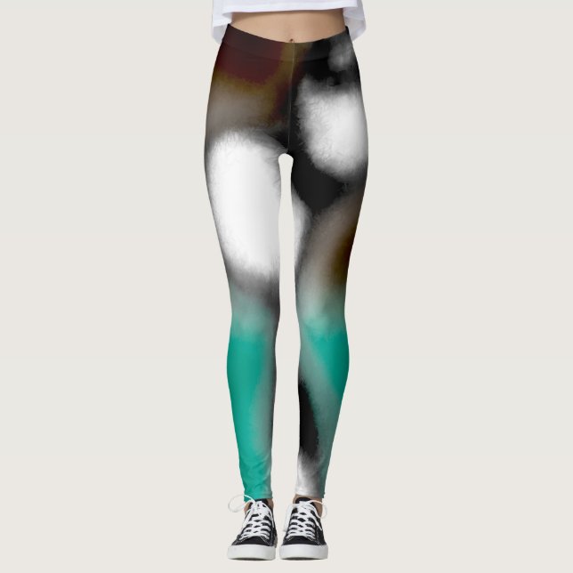 Leggings Message dans une bouteille : Brown Abstrait, Turqu (Devant)