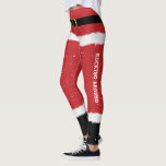 Leggings Message personnalisé Père Noël Costume mignon Fun<br><div class="desc">Ces jolis leggings de Noël sont le costume Père Noël parfait pour Noël matin ou fêtes de fin d'année. Soyez les vacances les plus cool Mme Claus dans ce design amusant et moderne avec des flocons de neige, votre propre salutation de vacances personnalisée et une fausse boucle de ceinture en...</div>