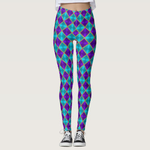 Leggings Métallurgique violet et turquoise Carré Gold