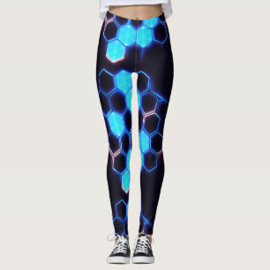 Leggings Métissage Holographique Cyberpunk Carreaux Hexagon