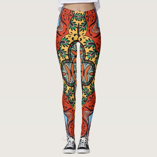 Leggings Mexican folk ethnic colorful seamless (Devant)