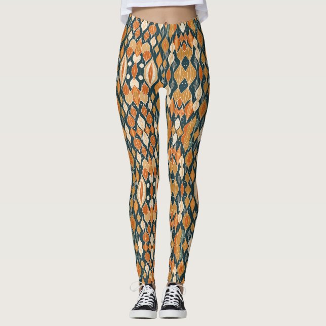 Leggings Mi-Siècle Atomique gouttes Ochre Moderne Rétro (Devant)