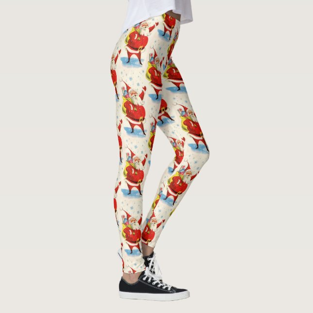 Leggings Mid Century Santa Claus mignonne Party femmes (Droite)