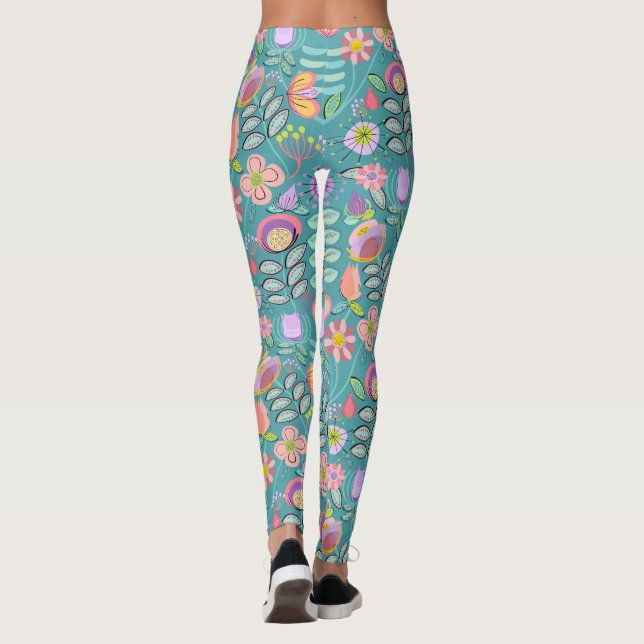 Leggings Midcentury Floral Green (Dos)