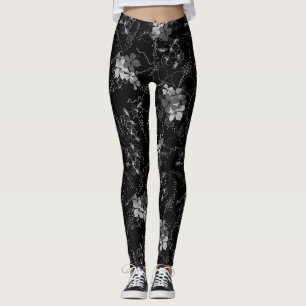 Leggings Midnight Garden Hawaiian Tropical Floral