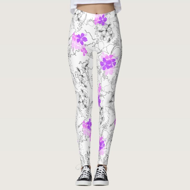 Leggings Midnight Garden Hawaiian Tropical Floral (Devant)