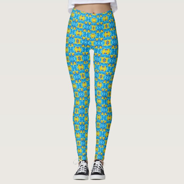 Leggings Mignon en caoutchouc jaune dans les bulles (Devant)