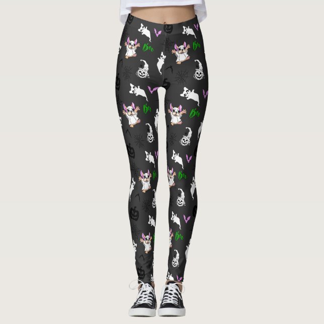 Leggings Mignon fantôme Français Bulldog chauve-souris citr (Devant)