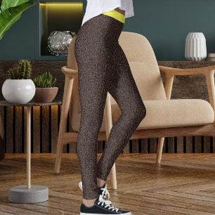 Leggings Mignon motif à paillettes et rayures jaunes marron