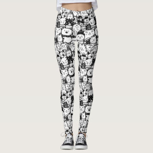 Leggings Mignon motif doodle d'animaux Kawaii (2)