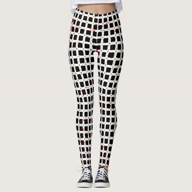 Leggings Mignon motif noir blanc rouge chic (Devant)