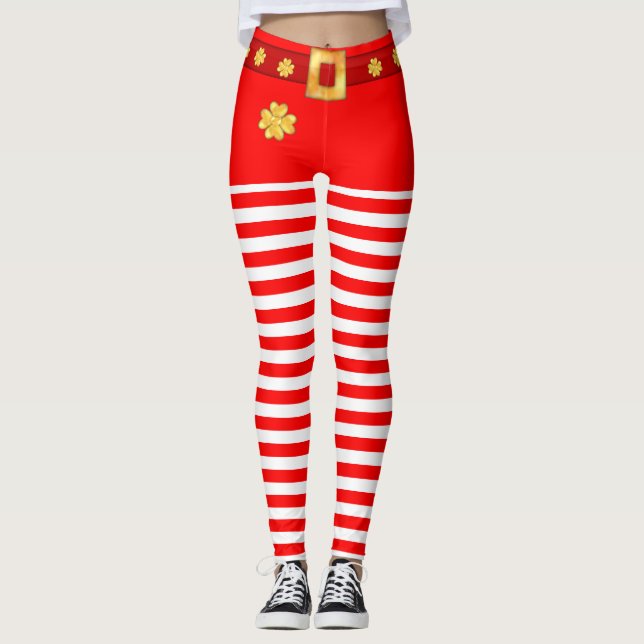 Leggings Mignon rayé rouge blanc (Devant)
