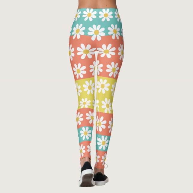 Leggings Mignonne été Retro Fleurs de marguerite Mode (Dos)
