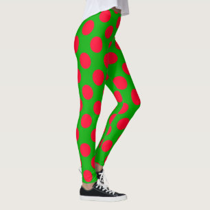 Leggings Mignonne Holiday Red Green Polka Dot Christmas Leg