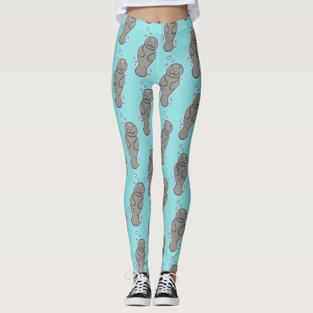 Leggings Mignonne manatée bébé avec bulles illustration (Devant)