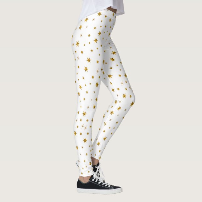 Leggings Mignonne Noël Star Gold Vacances Nouvel An Blanc (Droite)