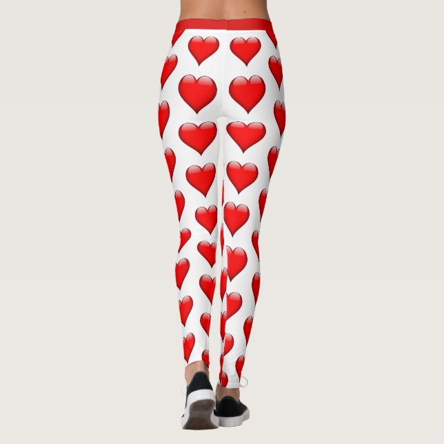 Leggings Mignonne Saint Valentin Coeurs Motifs rouges sur b (Dos)
