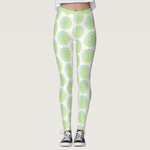 Leggings Mignonne Vert or Mandala Motif Élégant Plutôt