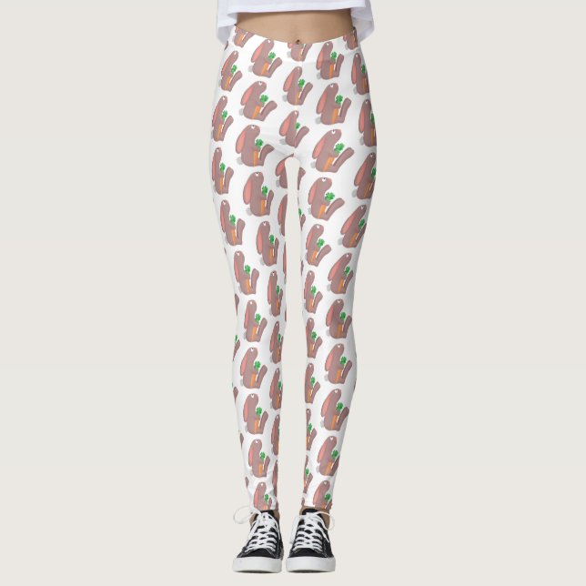 Leggings Mignons lapin lapin lapin assis avec dessin de car (Devant)