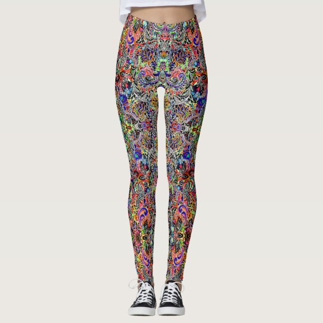 Leggings Mignons motifs de fleurs colorés mixtes (Devant)
