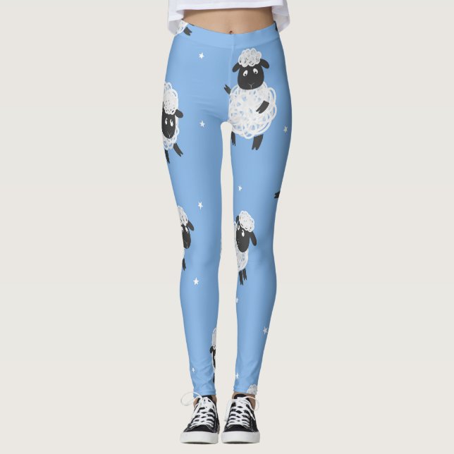 Leggings Mignons moutons blancs : agneaux vintages. (Devant)